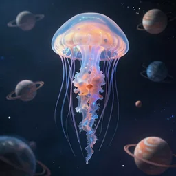 giant jellyfish with planets in the solar system, spiritual science, utopian, octane rendering, unreal engine, cinematic, hyper detailed, 4 k, 8 k
