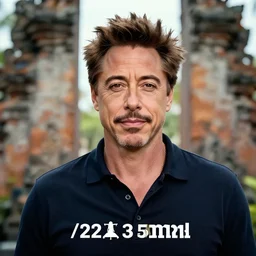 a full portrait photo of robert downey jr holiday in bali, f / 2 2, 3 5 mm, 2 7 0 0 k, lighting, perfect faces, award winning photography.