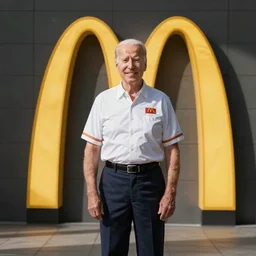 Joe Biden in a McDonalds employee uniform