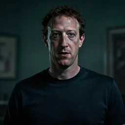 Scary creepy horrific Mark Zuckerberg villain, ugly