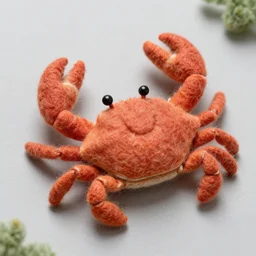 a needle felted crab, needle felting art.
