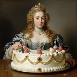 baroque rococo painting portrait Greg Hildebrandt high detail fancy cake