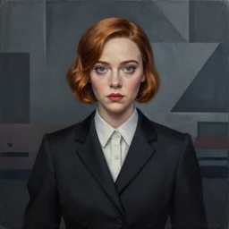 Elle Fanning in The Queen’s Gambit picture by Sachin Teng, asymmetrical, dark vibes, Realistic Painting , Organic painting, Matte Painting, geometric shapes, hard edges, graffiti, street art:2 by Sachin Teng:4