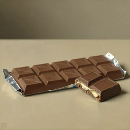 A bar of chocolate with its wrapper laying on a table, oli painting by Rembrandt van Rijn