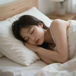 cute girl sleeping on bed early morning full HD 4K highest quality realistic beautiful gorgeous natural