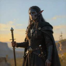 dark elf, fantasy, painting, ultra realistic!!!, clear weather, golden hour, sharp focus
