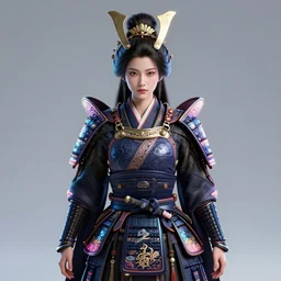 portrait of samurai queen, fantasy, rule of thirds, intricate, neon highlights, octane render, detailed, beautiful, unreal engine, symmetrical!!, loreal, maybelline, sephora, loreal, artstation, art by karol bak, art by artgerm, rossdraws, cinematic, concept art, filmic, vsco