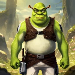 shrek as a titan from Attack on Titan, digital art by Hajime Isayama