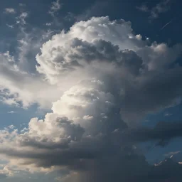 thundercloud with a cloud strife's face on it, face only, no body, trending on artstation, high contrast, highly detailed, epic, 4 k, artstation, greg rutkowski, makoto shinkai, beautiful sky