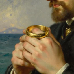a close - up golden ring painting by karl brullov and aivazovsky, fine details