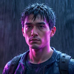 human portrait made out of rain, neon, rendered in octane, unreal engine, character art