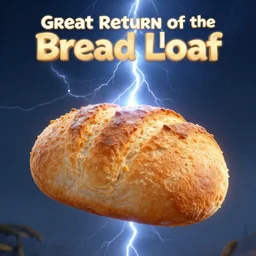 cover art for the film series great return of the bread loaf, dramatic lightning, epic composition