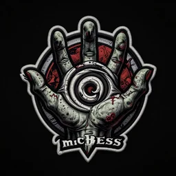 logo design, zombie arms out in front, patch logo, by mcbess, high detail spiral design