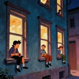 now we creep through streets every night, through the windows, leaning out the sides, animated by don bluth, 8 k scan, vivid color