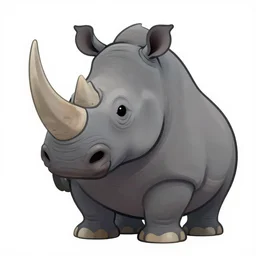 a realistic cartoon illustration of a badass looking rhino.