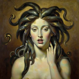 a beautiful painting medusa, by salvador dali award - winning art realistic oil painting