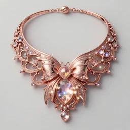 a beautiful photorealistic necklace made of rose gold glowing in sparkles with heavenly notes Neo Rococo, highly detailed sailor moon aesthetic, fantasy, intricate, elegant, highly detailed, digital painting, artstation, concept art, matte, sharp focus, illustration, Maximalism Artgerm and Greg Rutkowski and Alphonse Mucha