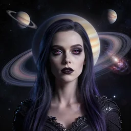 woman portrait made out of galaxies floating in space, saturn, highly detailed, beautiful, realistic, tim burton comic book art, unreal engine, octane render, sharp focus