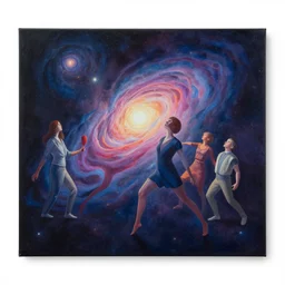 a beautiful cosmic dance painting by artgerm and alex grey and wes anderson and spike jonze, trending on artstation