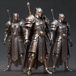 army of priests, highly detailed iridescent, atmospheric, light bouncing, by Kekai Kotaki, Guild Wars concept art, Trending on Artstation, CGSociety