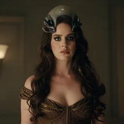 movie still of a lana del rey with an alien facehugger on her face, cinematic.