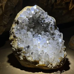 stunning quartz crystal formation is a cave