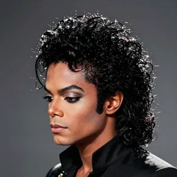 fashion photography of bouffant hairstyle design inspired by prince, michael jackson