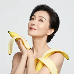 the portrait of an absurdly beautiful, graceful, elegant mature woman made of bananas and petals looking up, an ultrafine detailed illustration by kim jung gi, irakli nadar, intricate linework, bright colors, octopath traveler, final fantasy, angular, unreal engine 5 highly rendered, global illumination, radiant light, detailed and intricate environment