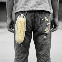 9 0 mm photo of a man with cream corn on his pants