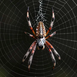 a beautiful high - quality photo of a large spider sitting in the center of its web, studio lighting, 8 k