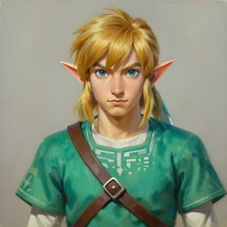 portrait of a human that looks like link from the legend of zelda, 4 k concept art, oil painting, artstation