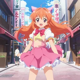 a stunning screenshot of an Osaka street in Magical Girl Adventures 2, masterpiece, hyper-detailed