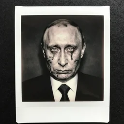 scary vladimir putin face made of worms maggots, polaroid black and white picture, glowing eyes, creepypasta, 1 9 th century, scary horrifying satanic, hell