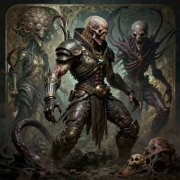 side shot of platonic ideal of niander wallace, malignant dieselpunk and god complex dementor wild hunt chtulu nazgul mandelbulb davinci, d & d, fantasy, ego death, detailed, intricate, volumetric lighting, hyperrealism, intense, scary, decay, art by artgerm and greg rutkowski and alphonse mucha