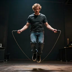 MrBeast jumping a rope, cinematic, dramatic lighting, trending on artstation, realistic, very detailed, 8k