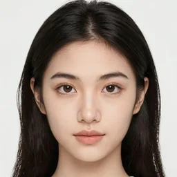 girl with black hair and brown eyes, bigger forehead, photo shoot, in a dress