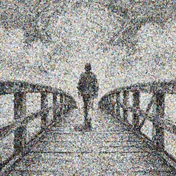 walker view of an old wood bridge, swirly clouds in the background, art by moebius and James Jean and Wayne Barlowe, high details , black and white ink, cinematic, cgsociety 8k