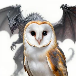 portrait barn owl cthulhu dragon by yusuke murata and masakazu katsura, artstation, highly - detailed, cgsociety, artstation, pencil and ink, fighting pose, city in the background, dark colors, detailed face