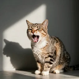 a cat yawning