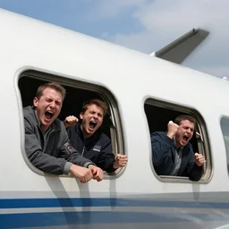 people screaming out the windows as the plane crashes