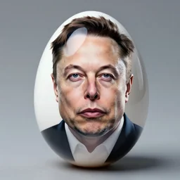 Elon Musk's face on a shiny egg. Polished. n -6