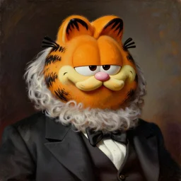 Garfield the Cat as Karl Marx, portrait painting by Ilya Repin