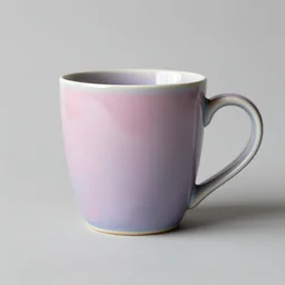 geodesic triangle ceramic mug with pink and purple pearlescent glaze
