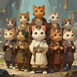 cartoonish Jedi cat order, anime, a fantasy digital painting by Greg Rutkowski and James Gurney, trending on Artstation, highly detailed