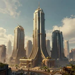 steampunk skyscrapers digital art