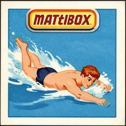 matchbox vintage misprint illustration of a 1 9 2 0 s swimmer