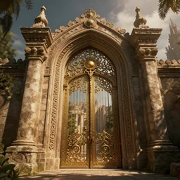 the gate to the eternal kingdom of archaism, fantasy, digital art, hd, detailed.