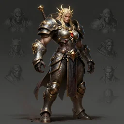 stylized muscular heavy female grand inquisitor boss. concept art, character sheet, blizzard, eldenring, screenshot, extremely detailed, insanely detailed, stylized, zbrush, horror, bloodbourne, full body concept