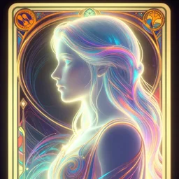 side portrait, imogen poots paladin, gloomhaven, soft, smooth, luminescent, art nouveau tarot, backlit glow, ripples, swirly vibrant color lines, neo - gothic, gaudy colors, aesthetic octane render, 8 k, by ilya kuvshinov!!, cushart krenz