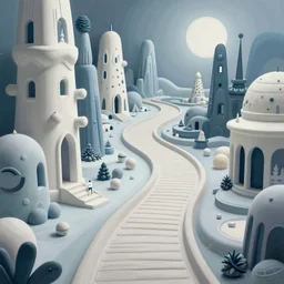 an epic elite mysterious whimsical masterpiece fantasy matte painting of a winding path through arctic dream worlds with surreal architecture designed by heironymous bosch, structures inspired by heironymous bosch's garden of earthly delights, surreal ice interiors by cyril rolando and asher durand and natalie shau and cyril rolando, insanely detailed and intricate, complex, elegant, story